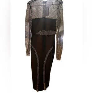 Bondage midi dress with rhinestone mash size large